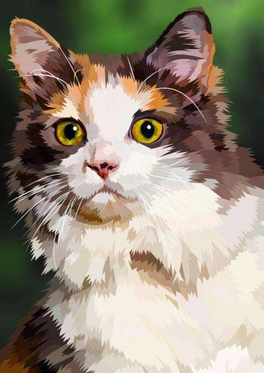 Diamond Painting Langharige Kat met Ronde steentjes 70x100cm - Beste Kwaliteit
